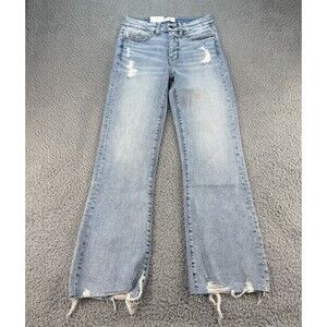 BKE Buckle Billie Cropped Flare Jeans Womens Blue 25x27 Slim Fit High Rise